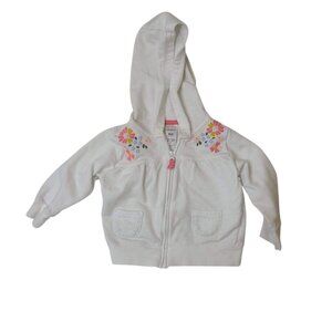 Carters Baby Girls White Hooded Jacket With Flower Embroidery Size 9M